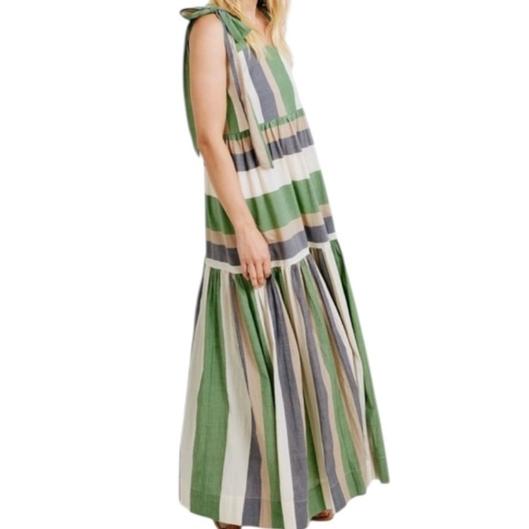 Mirth Rio Dress in Camper Stripe‎ Handmade Cotton Size Large